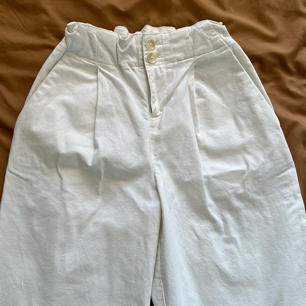 white straight leg tailored pants